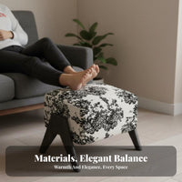 Vintage Design Upholstered Rectangular Bench hardwood Wood Legs Ottoman Multi-Functional Footrest Padded Seat for Homeowners, Families, Adults, Living Room, Entryway, Bedroom, Home Office