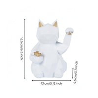 Fortunate Cat Figurine Faceted Auspicious Cat Figure Figurine Matte Auspicious animal Figure Statue for Desk