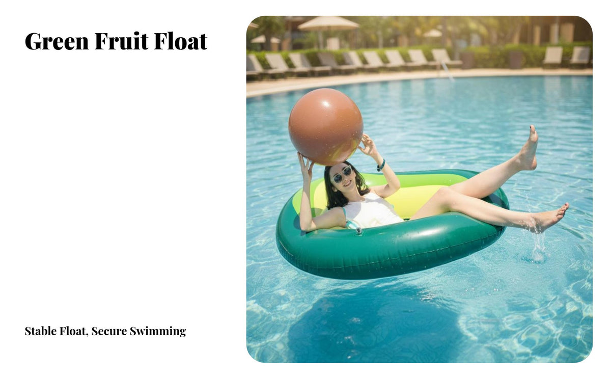 Green Fruit Water Lounger Thickened Material Inflatable Green Fruit Lounger Top-Grade PVC Inflatable Swim Loop for Adults, Kids, Beach