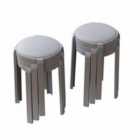 Sturdy Stackable padded seated Round Seat Space-Saving Round Padded Folding Stool Foldable Design Backless Chair Portable for Apartment Dwellers, residents, Living Room, Parties, Kitchen, Bedroom
