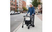 4 Wheel Shopping Mobility Aid Anti-Fall Support Rolling Mobility Aid Foldable Rolling Shopping Carrier Adjustable Height for Seniors, Elderly, Rehabilitation, Outdoor