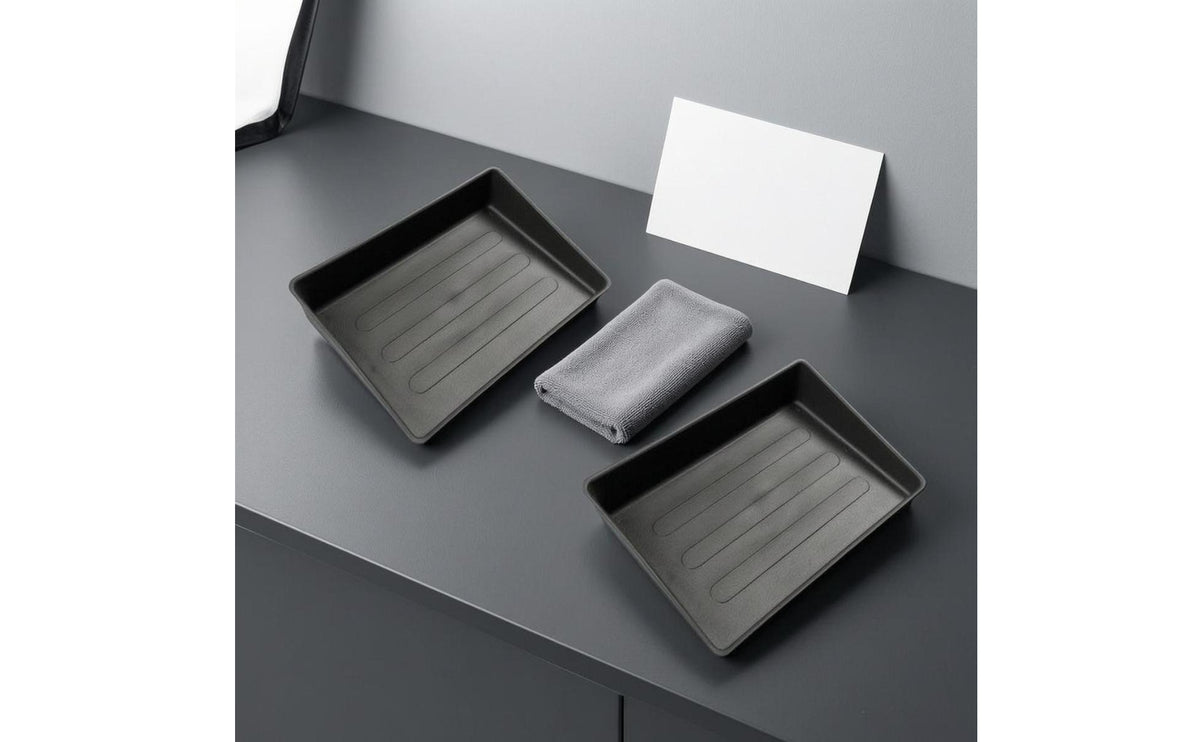 2 Pieces Shallow Seat Storage Box Black Seat Organizer Tray Multifunctional Car Accessory Easy to Install