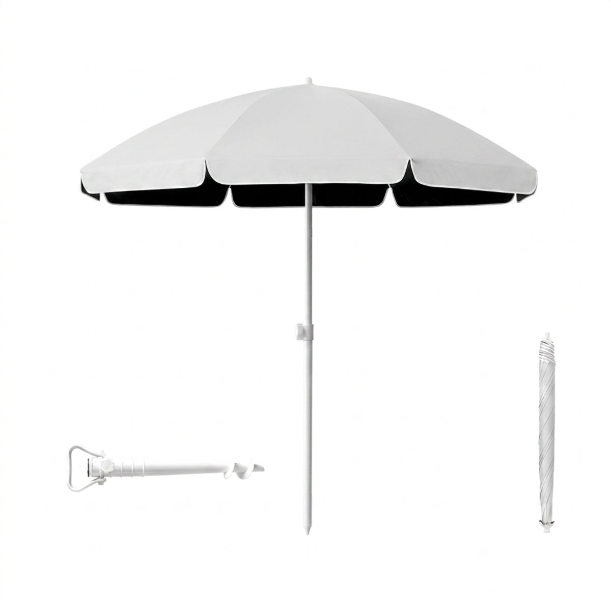 Zunchi Beach Umbrella UPF50+ Outdoor Sun Shade with Black Coating