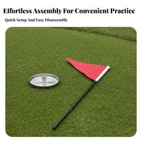 Golf Putting Cup with Flag Stainless Steel Golf Putting Cup Set Training Surface Flagstick for Beginners, Backyard, Office