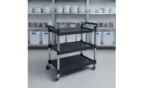 Commercial 3-Tier Rolling Cart Heavy-Duty Mobile Service Cart Sturdy Easy to Clean for Restaurants, Hotels