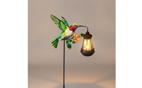 Waterproof Hummingbird Stake with Lantern LED Hummingbird Solar Garden Light Warm Yard Art Rust-Proof for Pathway