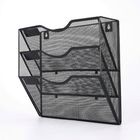 3 Tier Wall Mounted File Holder, Metal Document Rack for Office Storage, Hanging Magazine for Students and Home