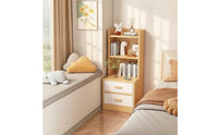 Narrow Bookcase with Drawers Space-Saving Cabinet with Shelves and Drawers Bedside Cabinet with Shelves for Bedroom, Small Areas, Living Room
