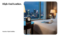 Night Light Function Leather Bedside Clock Quartz Movement Luminous Table Clock Classic Design for Students, Bedroom, Living Room, Bookshelf