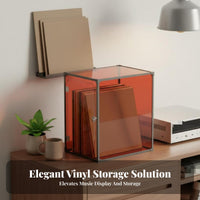 LP Album Storage Box Minimalist Design Vinyl Record Storage Box Dustproof Acrylic LP Display Case for Audiophiles, Desktop, Bookshelf