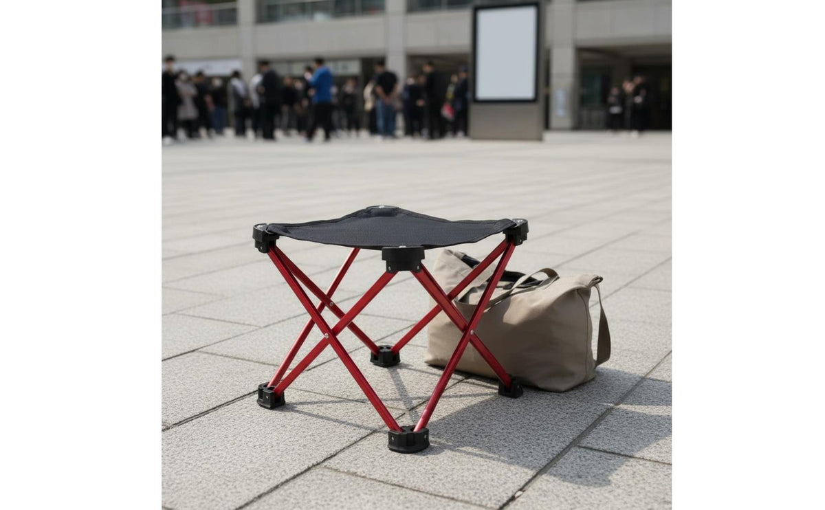 2 Pieces Space Saving Aluminum Foldable Stool Quick Setup Portable Camping Stool Long-Lasting Lightweight Camping Seat Carry Bag Included for Queueing