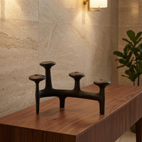 Abstract 4-Cup Candle Holder Textured Tabletop Candle Holder Alloy Home Decor Sturdy for Display