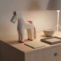 2 Pieces Nordic Design Rocking Horse Figurine Minimalist Design Wooden Horse Statue Wood Material Home Decor Fine Workmanship for Living Room, Bedroom, Entryway, Cafe