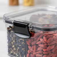 Leakproof Stackable Grain Container Leak-Proof Clear Snack Organizer Easy to Clean Multi-Compartment Storage Bin Included for Meal Preppers, Pantry, Refrigerator, Office