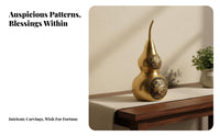 Brass Gourd Decorative Piece Symbol of Prosperity Feng Shui Hulu Figurine Hulu Calabash Figurine Traditional Craftsmanship