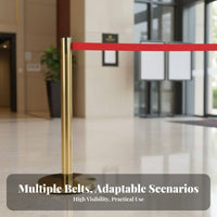 Anti-Rust Stainless Steel Retractable Belt Barrier Heavy-Duty Base Retractable Belt Crowd Control Post Long-Lasting Double Layer Queue Stanchion Weather Resistant for Event Organizers, Retail Managers, Business Owners, Events, Exhibition Halls, Airports