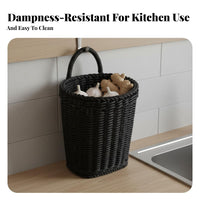 With Handle Imitation Rattan Hanging Basket Retro Design Imitation Rattan Basket Space Saving for Decorators, Living Room, Entryway