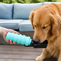 Dog Water Bottle, Portable Pet Water Bottle for Walks & Road Trips, Silicone Dog Travel Water Bottle with Integrated Dispenser, Blue