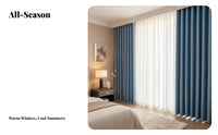 Japanese Design Solid Color Blackout Drape Sound Insulating Solid Color Blackout Panels Room Darkening Window Curtain Thermal Insulated for Light Sleepers, Overnight Workers Workers, Homeowners, Bedroom, Nursery