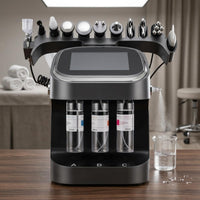 Touchscreen Desktop Skincare Machine Transparent Bottles Countertop Facial Treatment Device Handpieces Facial Skincare Device Black