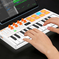 Backlit Pads RGB Pad Controller Keyboard Rechargeable Battery Portable Wireless MIDI Keyboard App Control Bluetooth Midi Controller for DJs, Producers, Beginners, Travel, Live Performance, Studio