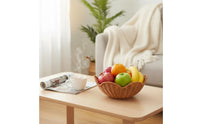 Imitation Rattan Basket Handmade Household Organizer Warm Brown