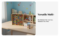 Toy Car Display Case Solid Wood Model Car Storage Rack Freestanding / Tabletop Use Desktop Display Cabinet for Kids, Playroom