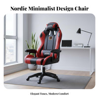 Reclining Ergonomic Chair with Pillows Minimalist Design Gaming Seat Reclinable Retractable Footrest for Study Room, Relaxing