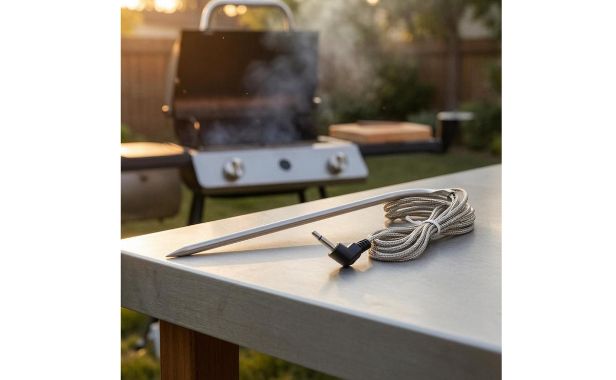 Braided Cable Grill Meat Sensor Right-Angled Plug Replacement Sensor 280°C Range Cooking Accessory Heat-Resistant