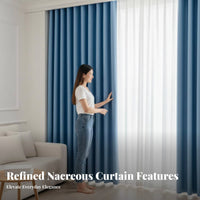 Japanese Design Solid Color Blackout Drape Sound Insulating Solid Color Blackout Panels Room Darkening Window Curtain Thermal Insulated for Light Sleepers, Overnight Workers Workers, Homeowners, Bedroom, Nursery
