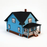Miniature house  with Porch European-Style Gabled Roofed House Model Decorative Dollhouse for Architectural Scenes