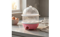 Transparent Two-Tier Egg Steamer Round Dome Lid Electric Egg Boiler 110V Kitchen Appliance Compact