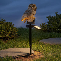 Resin Solar Owl Stake Light Warm Yellow Owl Solar Stake Light LED for Patio