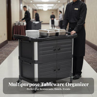 High Load Capacity 3-Tier Plastic Utility Cart Multi-Functional Restaurant Busing Cart Easy to Clean Food Service Trolley Long-Lasting Build for Hotel Team, Professionals, Kitchen, Cafeteria, Catering Events