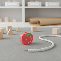 Fine Movement Skills Wooden Fruit Lacing Toy Hand-Eye Coordination Fruit Threading Toy Educational Wooden Threading Beads Color Matching for Toddlers, Kids, Babies, Preschool, Kindergarten