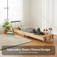 Space Saving Foldable Pilates Reformer Professional Grade Pilates Reformer Effortless and Silent Pulleys Coil Resistance Exercise Platform Quiet Glide System for Beginners, Apartment