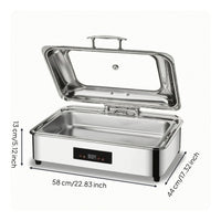 Buffet Warmer with Glass Lid Polished Chafing Dish with Glass Lid Commercial Grade Warming Tray for Caterers, Hosts, Buffets, Catering