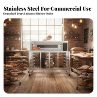 Stainless Steel Cooking Rack Heavy Duty Rolling Bakery Cart Locking Casters Commercial Bakery Rack for Culinary Experts, Caterers, Cafeteria