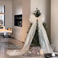Flowing Diaphanous Bow with Drapes Oversized Christmas Tree Bow Large Decoration Elegant for Wedding, Party Backdrop