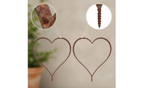2 Pieces Weathered Heart Garden Stake Rusted Rust Heart Garden Stake Yard Art Weathered Rustic for Gardeners, Flower Beds, Lawn