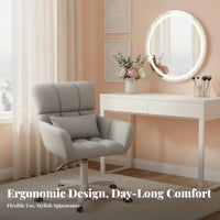 Height Adjustable Upholstered rotate Armchair Ergonomic Design Cat Ear Computer Chair Cute Aesthetic Home Seating fluid Rolling Casters for gaming enthusiasts, Students, Remote Workers, Bedroom, Dorm Room, Makeup Vanity, leisure corner