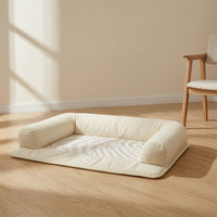 Non-Slip Side Cushion Pet Mat Supportive Cat Cooling Mat Easy to Pet Hygiene Bed with Bolsters Year-Round for Floor, Sofa
