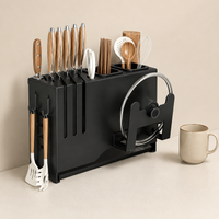 Kitchen Storage Rack, Magnetic Type, Kitchen Tool Storage, Slide-Type, Seasoning Rack, Black