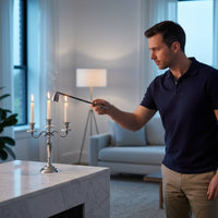 Stainless Steel Candle Snuffer Smokeless Flame Extinguishing Candle Flame Putter Long-Lasting and Heat Resistant Wick Snuffer Pivoting Head For