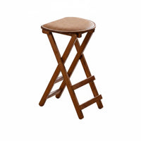 Foldable Design Backless Cross-Frame Stool Installation-without Rattan Top Folding Stool No Assembly Required Portable Seat Padded Cushion for Homeowners, Event Hosts, Home Bar, Camping, Outdoor, Indoor Use