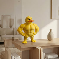 3D Printed Duck Figurine Muscular Duck Decor Figurine Funny Animal Statue Meme for Collectors, Gamers, Office Desk, Shelf, Bedroom