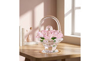 glass Flower Basket Ornament Glittering glass Basket with Artificial Flowers Centerpiece for Desk