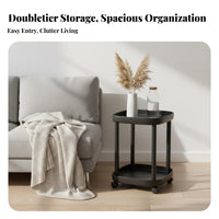 Multi-Functional 2-Tier C-Shaped Stand Stable Construction 2-Tier C-Shaped Table Sturdy Structure Household Furniture Easy Assembly for Apartment Dwellers, Office Workers, Living Room, Balcony, Small Areas, Entryway