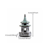 Tiered Roof Hexagonal Pavilion Ornament Miniature Hexagonal Pavilion Figurine Open-Sided Bonsai Pagoda Decor Glazed-Looking
