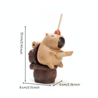 Simple Face Capybara Desk Decor Natural Wood Grain Handheld Ornament Carved Decorative Piece Dark Brown Accents for Home Decoration